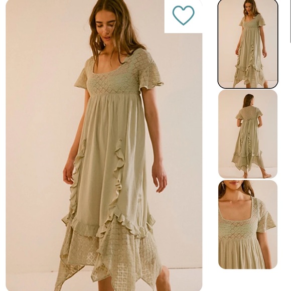 Free People free-est Bring The Romance Midi Dress in Stone Moss